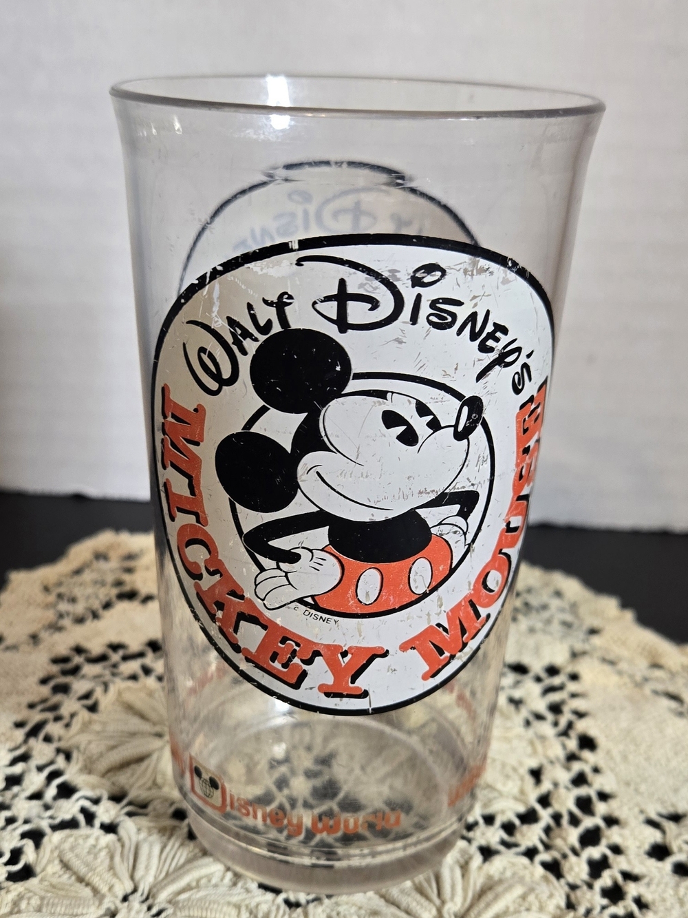Vintage Walt Disney World Mickey Mouse Plastic Tumbler Drinking Glass